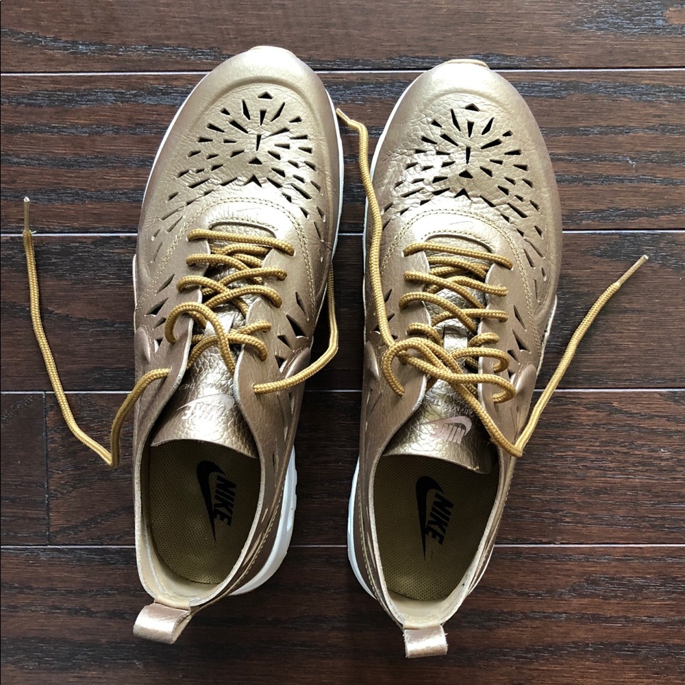 Nike Thea Joli Gold Perforated Shoe